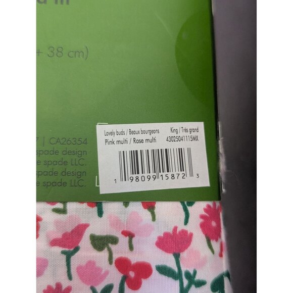 Kate Spade King 4-Piece Sheet Set - Lovely Buds Print - 100% Cotton - Picture 6 of 6